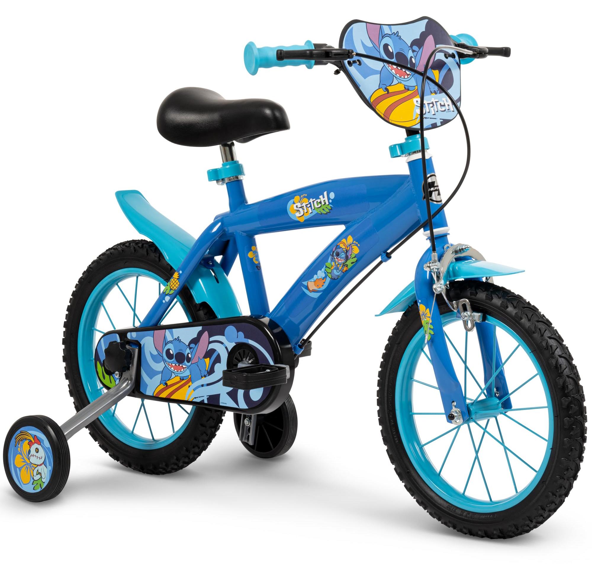 Kinderfahrrad 14 Zoll Disney Stitch blau mit Korb