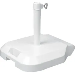 Delschen Schirmständer mit Handgriff & Rollen, Alu-Rohr Ø 26-44 mm, 28 kg, Betongefüllt, Weiß - Abverkauf