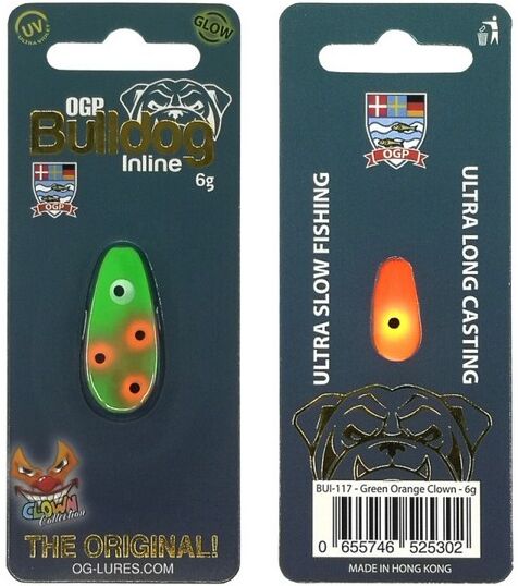 OG Lures Bulldog Inline-Green Orange Clown-6 Gr.