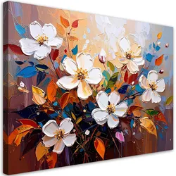 LEINWANDBILD Weiße Feldblumen wie gemalt 90x60cm