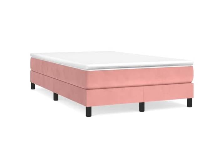 PUGYNBK Boxspringbett aus Samt, Rosa, 120 x 200 cm Taschenfederkernmatratze, Mittelhart, Hautfreundlicher Schutz, Sperrholzlatten