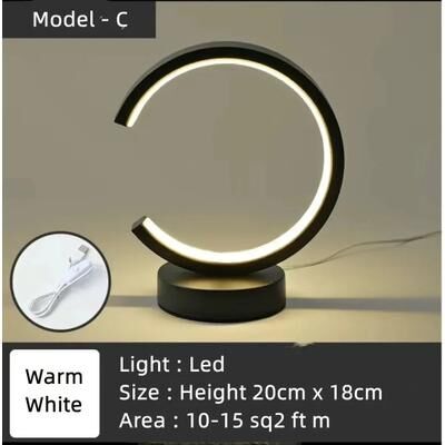 Uplift Picks Modern Dimmable LED Ring Table Lamp Creates Soft Elegant Ambiance Anywhere black (model C) warm White