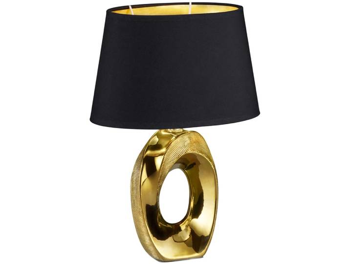 REALITY LEUCHTEN Schreibtischlampe Taba , gold (goldfarben), 1, H: 33cm, 1 Stk., Leuchten, Nachttischlampe, Tischlampe golfarbig, Stoffschirm in schwarz/gold, Schreibtischlampe