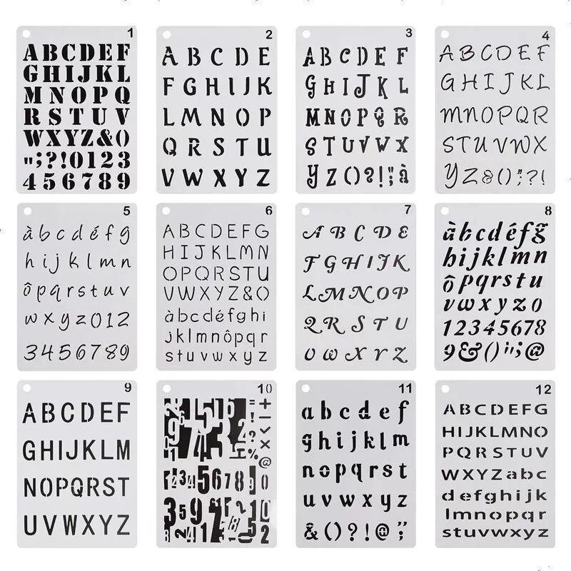 INF Kit de pochoirs de lettres d'art de peinture de chiffres