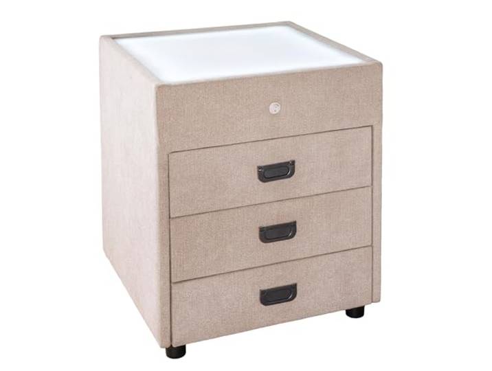 Riess Ambiente Nachttisch Toulouse 45cm - schwarz beige - Samt Stauraum, hochwertig, langlebig, für Schlafzimmer, Schubladen, Metallgestell