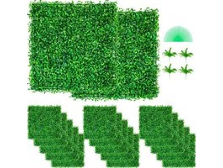 VEVOR Panneaux de Buis Artificiels 10X10pouce Haie Artificielle Réaliste 48pcs Protection UV Panneaux Muraux de Haie de Buis Construction Solide Frais Faux Feuillage Toile de Fond Décoration Murale