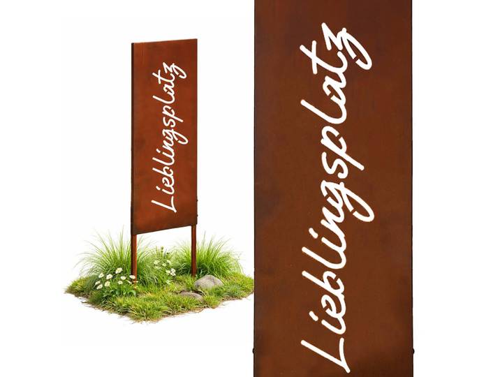 Relaxdays Gartenstecker Rostbraun 115 cm, Braun, Metall, 1.5 cm, Dekoration, Gartendeko