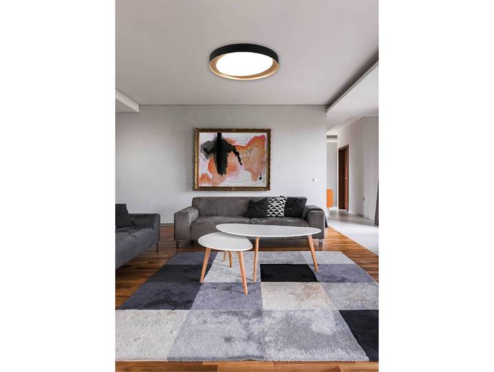 Plafonnier LED Zeta I Ø 49cm Noir Tissu Module LED
