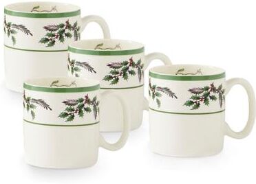Spode Christmas Tree Set of 4 Holly Mugs - 9 oz