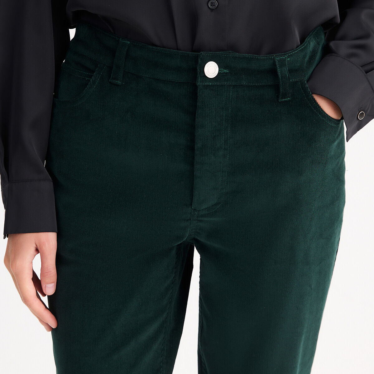 ANNE WEYBURN Pantalon droit en velours côtelé, stretch
