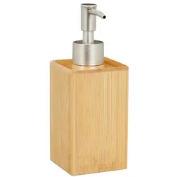 Relaxdays 4 x Seifenspender Bambus Hellbraun,Silber