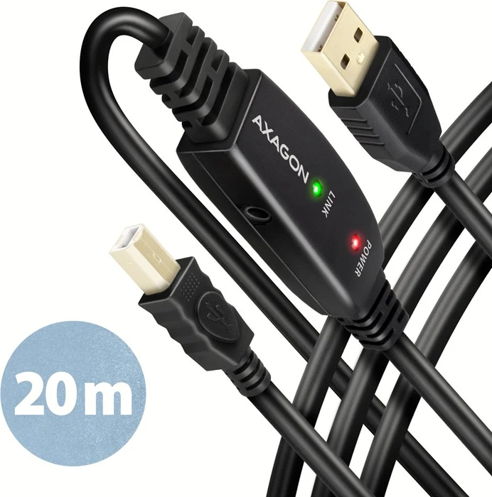 AXAGON ADR-220B USB 2.0 active connecting / repeater cable USB-A -> USB-B, 20m
