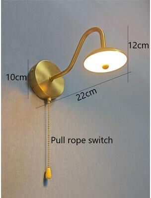 Friendly Fresh Finds Golden Curved Modern Wall Sconces LED Bedroom Light With Plug Switch pull Rope Switch