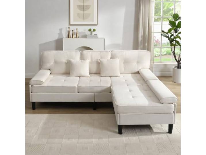 oldsku:ZR21989B-[L-förmiges modulares Design]Chenille-L-Form-Ecksofa,dreisitziges Wohnzimmer-Multifunktions-Chaiselongen-Sofa mit Schlaffunktion, bewegliche Fußbank,195 cm Breite, ideal für Apartment