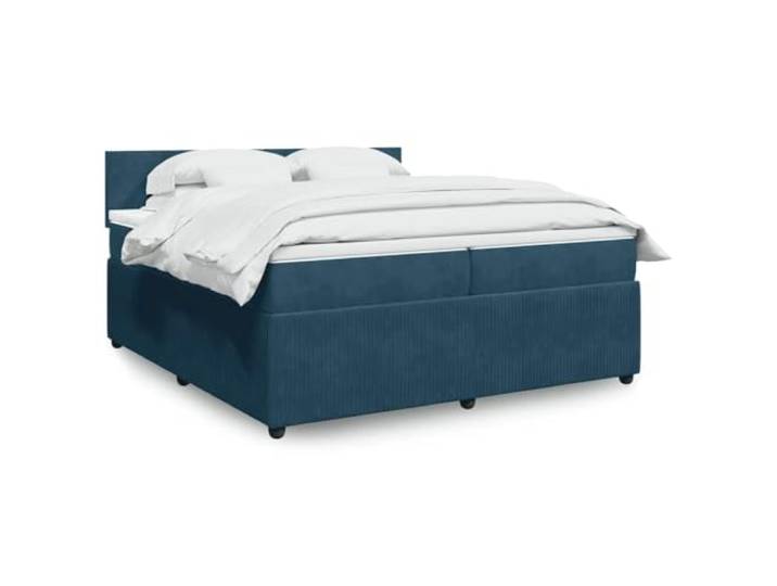 RJPLMFV Lattenrost und Matratze, Velours, Blau, 200 x 200 cm Taschenfedern, abnehmbarer Bezug, waschbar, individuelle Unterstützung, atmungsaktiver Komfort