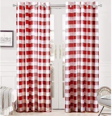 Porch & Den Alfalfa Plaid Pattern Room-darkening Window Curtains