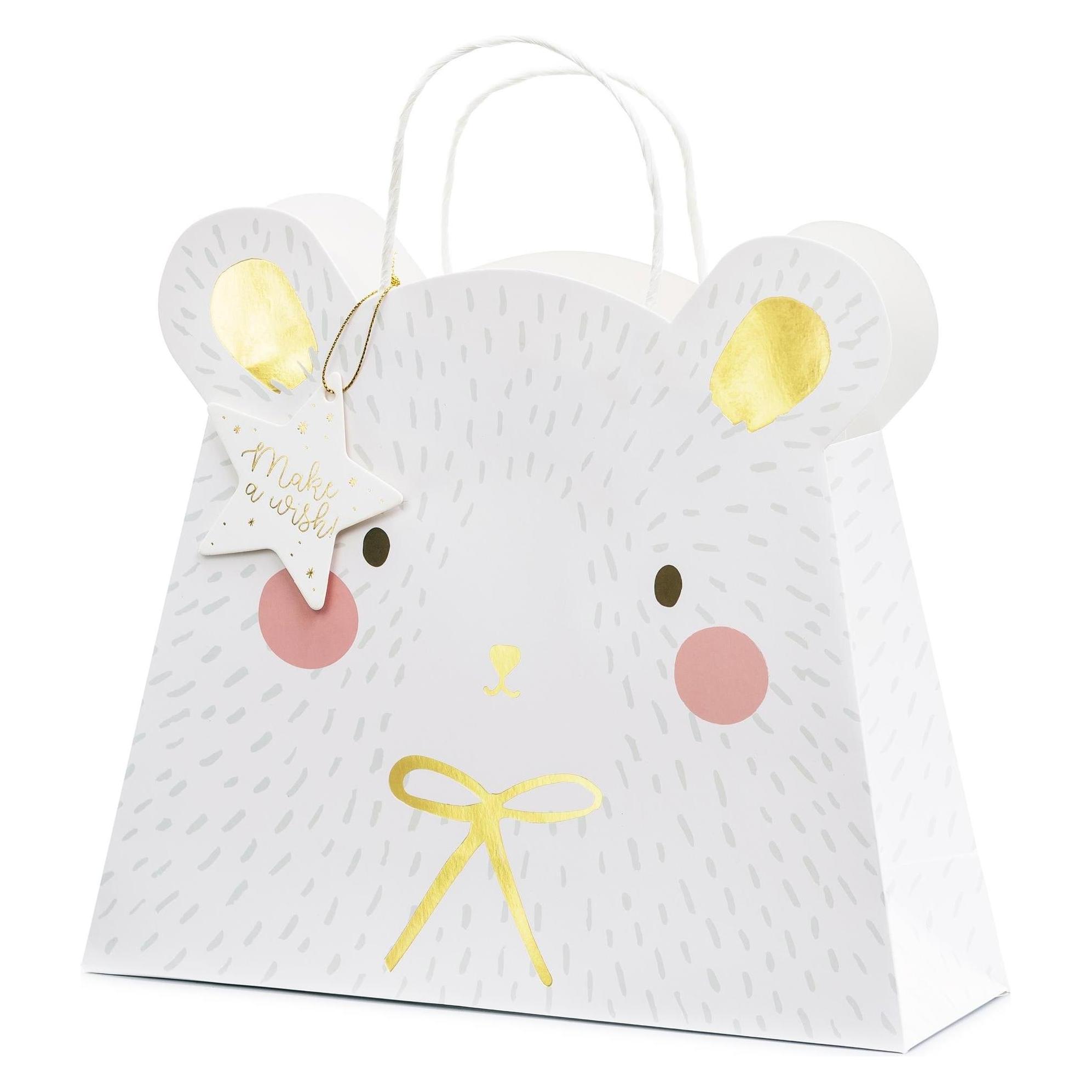 Partydeco Geschenktasche Eisbär 31.5 x 27 x 10 cm, Weiss (1x) (TNP20)