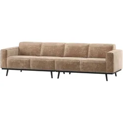 Sofa Statement 4-Sitzer aus Chenille-Samt, modern, taupe, elegantes Design, hoher Komfort