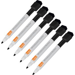 Nobo Whiteboardmarker Mini-Marker, schwarz, Rundspitze, Strichbreite 2 mm, abwischbar, 6 Stück
