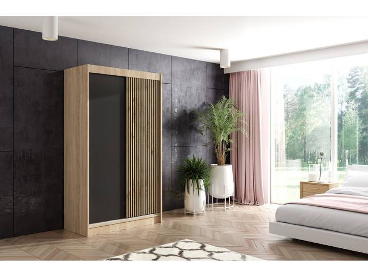 ALTDECOR Schiebetürenschrank VILAN (Kleiderschrank Garderobenschrank mit viel Stauraum Moderner Schrank) Vielseitiger Schwebetürenschrank Schlafzimmer Lamellen