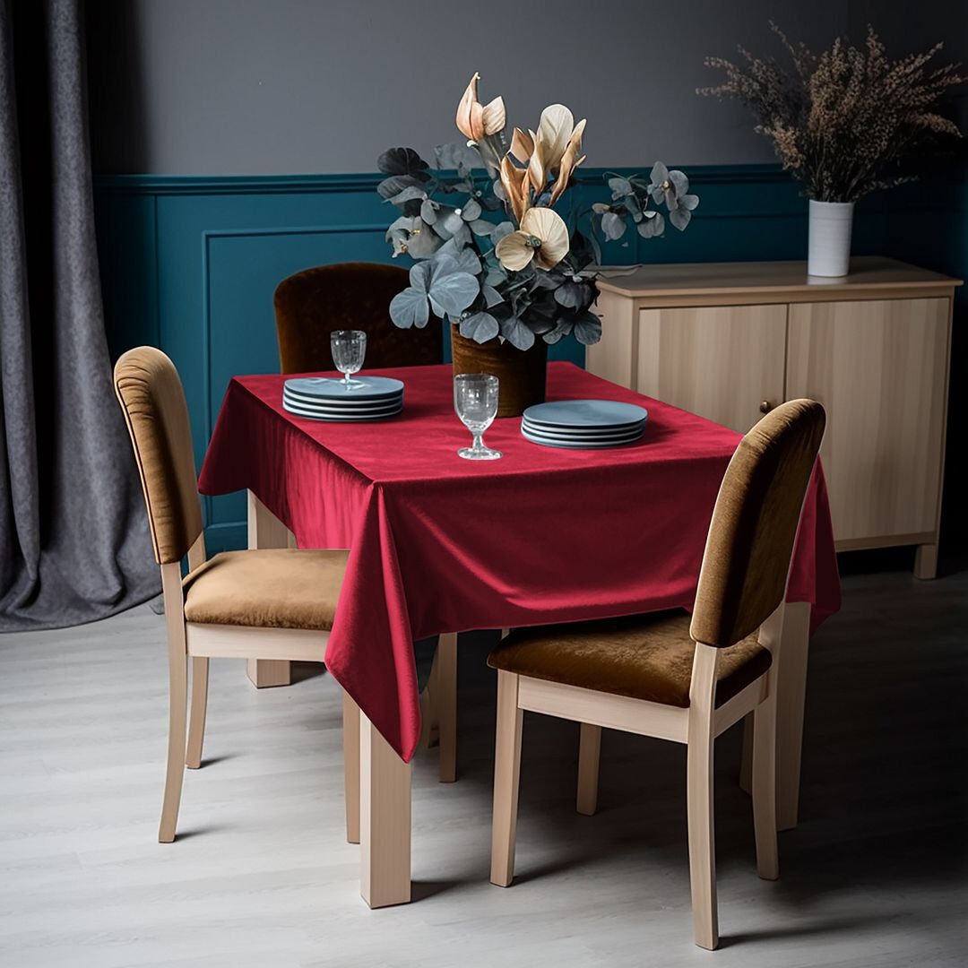Lilijan Home & Curtain Round Solid Colour Tablecloth Red