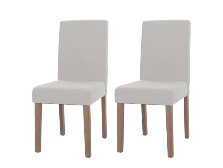 Mendler 2er-Set Esszimmerstuhl Littau Bouclé - Creme, naturfarbene Beine Esszimmerstuhl, Küchenstuhl, Hochlehner, Stoff/Textil, Holz