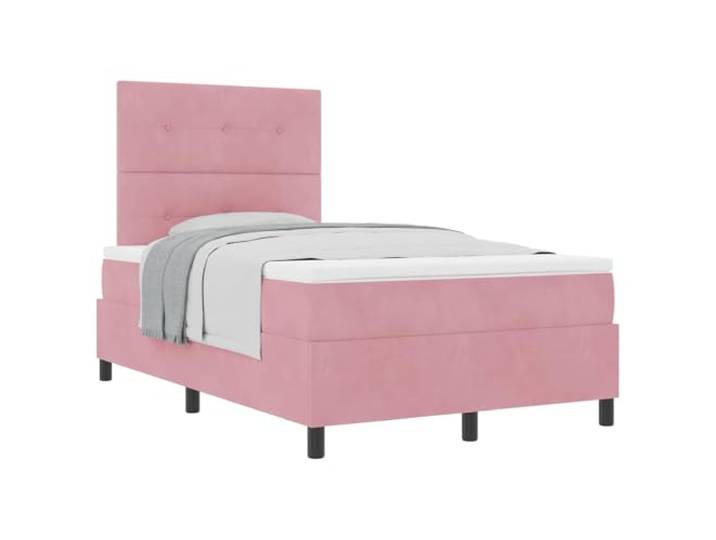 PUGYNBK Boxspringbett, 120 x 200 cm, verstellbares Kopfteil, Rosa Gepolstert mit Samt, Massivholz, Taschenfederkerne, mittlere Festigkeit