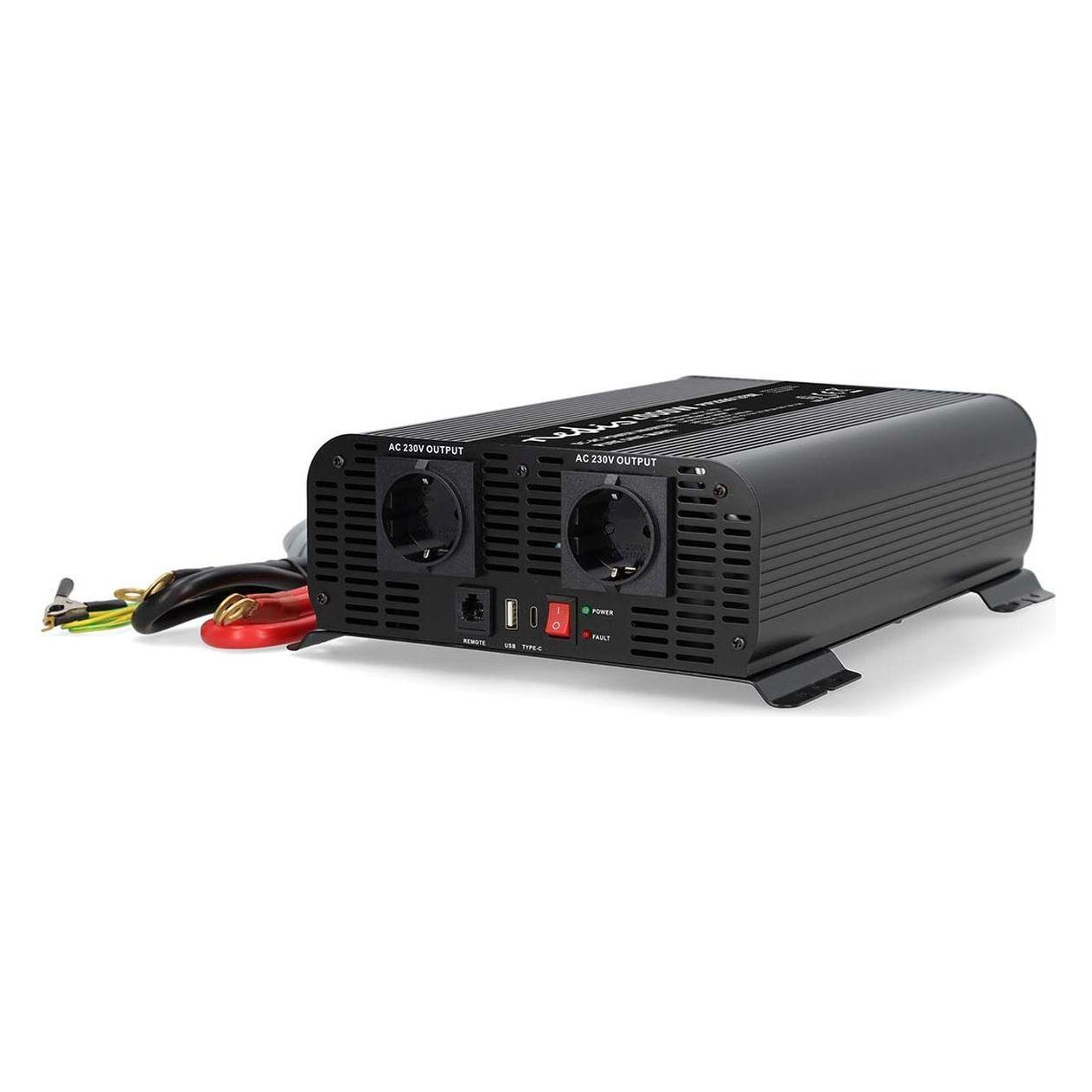 Nedis Power Inverter Reine Sinus-Wellen - Eingangsspannung: 12 V DC - Geräteausgangsanschluss: Type (PIP200012FBK)