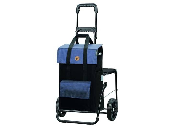 Andersen Einkaufstrolley - klappbar - 43 Liter - Mit Klappsitz bis 120 kg höhenverstellbar - mit Kühlfach - belastbar 50 kg - Stahlgestell - Trolley - Komfort Shopper Vektor blau