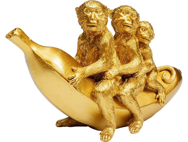 Dekofigur KARE DESIGN Banana Ride 12cm , gold, B:20cm H:12cm T:7cm, Polyresin, Dekofiguren, Dekofigur