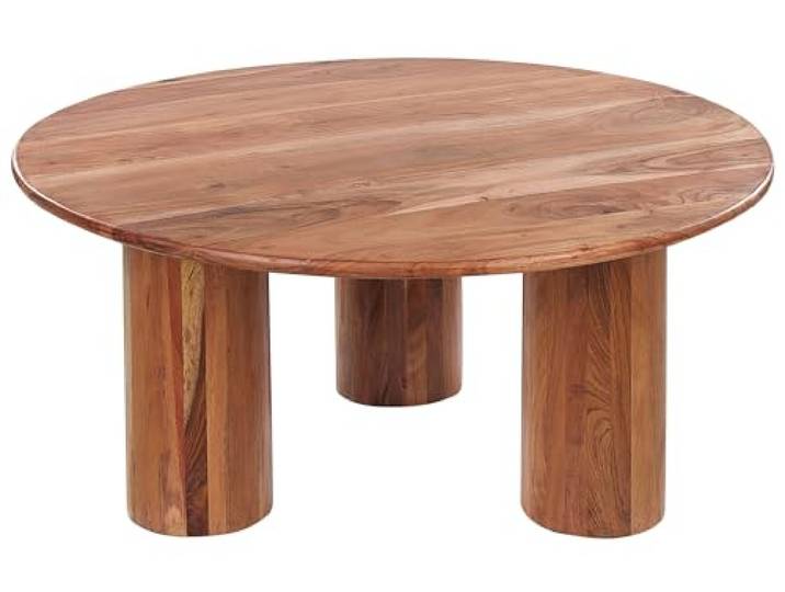 Beliani Couchtisch Akazienholz Hellbraun rund ⌀ 81 cm mit runden Beinen modern Colina
