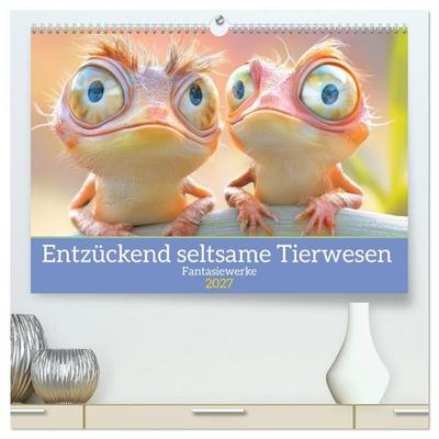 Entzückend seltsame Tierwesen - Fantasiewerke (hochwertiger Premium Wandkalender 2027 DIN A2 quer), Kunstdruck in Hochglanz