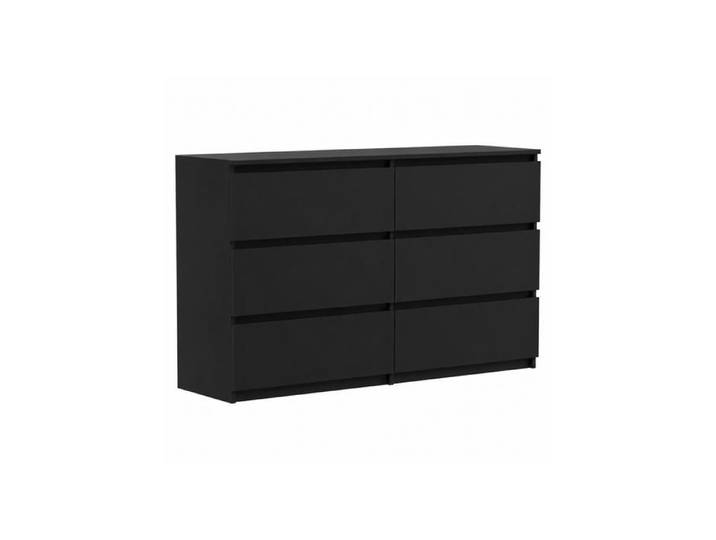 Commode Bella 6 tiroirs - noir mat - 119 x 35 x 76 cm
