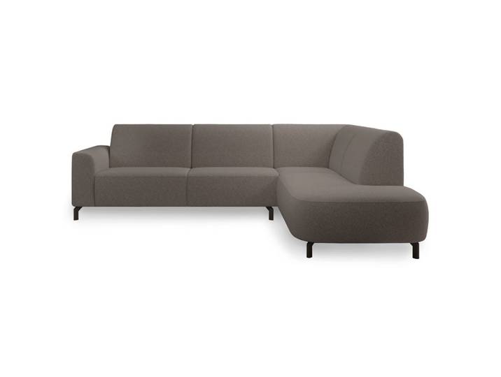 ECKSOFA Lununa Graubraun mit Armlehne, Bouclé, Ottomane rechts