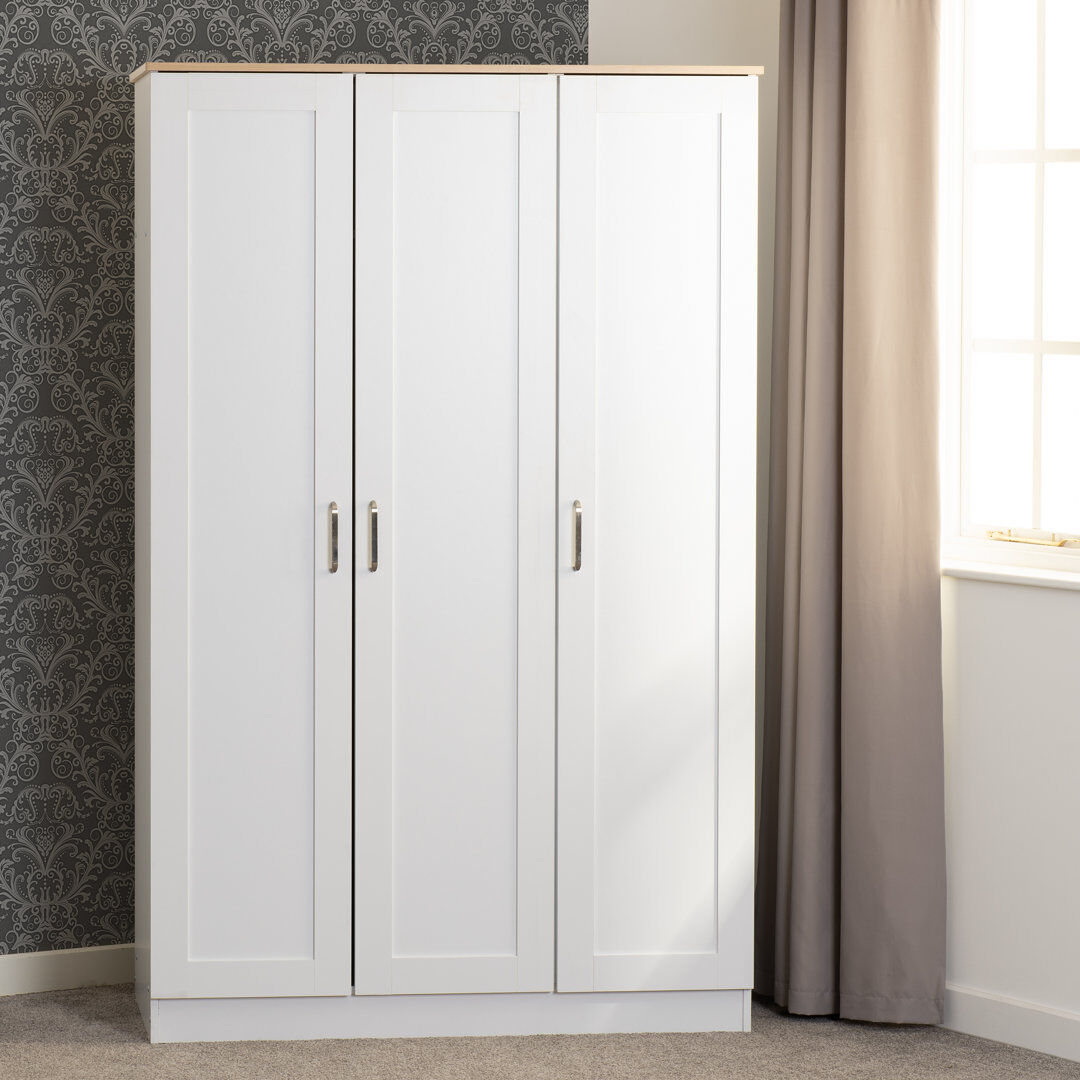 Marlow Home Co. Henryville 3 Door Wardrobe White 119.5cm W X 53.5cm D