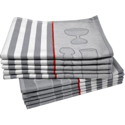 Geschirrtuch DYCKHOFF "Gläser / Halbleinen", grau (anthrazit), B:50cm L:70cm, 45% Leinen, 55% Baumwolle, Geschirrtücher, Geschirrtuch, mit Gläser & Streifen Motiv, Maße je Tuch ca. 50x70 cm