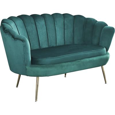 2-Sitzer SALESFEVER "Clam Komfort-Duo-Sitz", grün, B:136cm H:78cm T:76cm, Samtvelours (100% Polyester), Sofas, Muscheldesign-Breite 136 cm: Pure Extravaganz