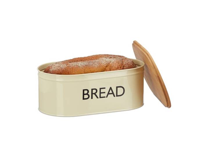 Relaxdays Boîte à pain ovale ronde rétro BREAD