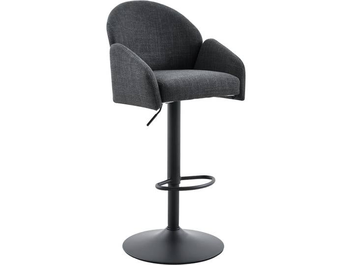 Barhocker HELA HOLLY , grau (anthrazit, schwarz), B:51,5cm H:96cm T:53cm, 100% Polyester, Hocker, Barhocker, 360 drehbar, Höhenverstellbar, Armlehnen, Gestell angepasst an Bezug