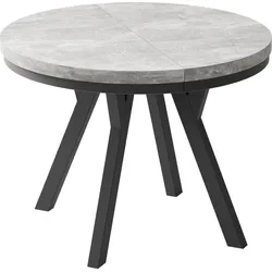 ESSTISCH Lume runder ausziehbarer, Grauer Beton 100-150/100/76 cm