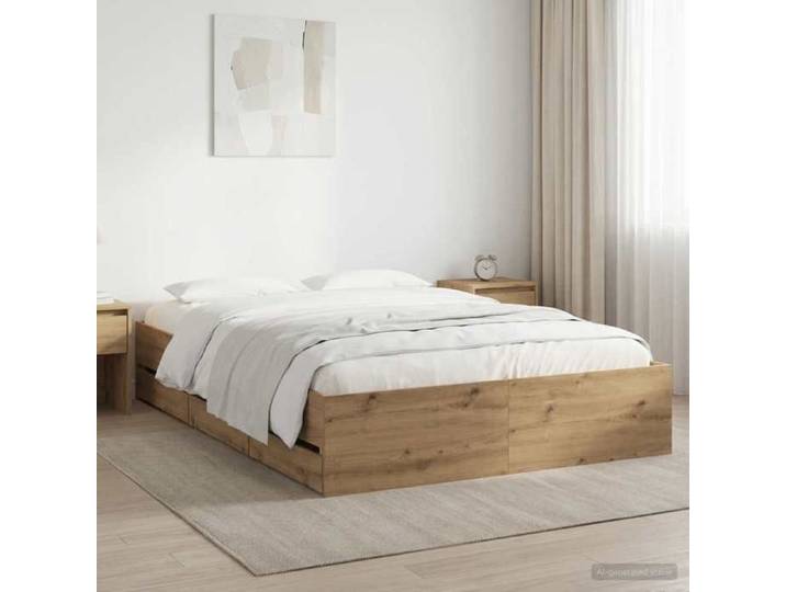 ELORAN®Lit double contemporain - Pour adulte - Cadre de lit - avec rangement Chêne artisanal 140x190 cm Moderne_0015978