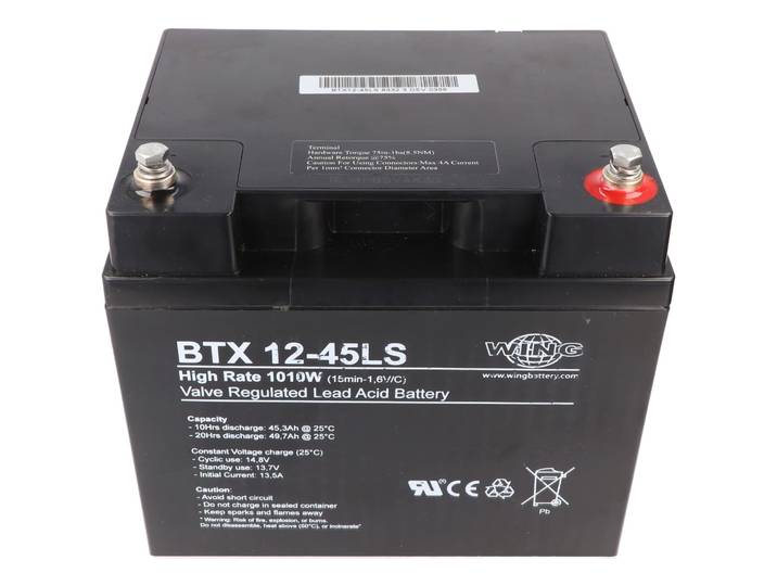 Wing BTX12-45LS - 12V 47Ah AGM accu - hoge ontlading - 197 x 165 x 170 mm (LxBxH)