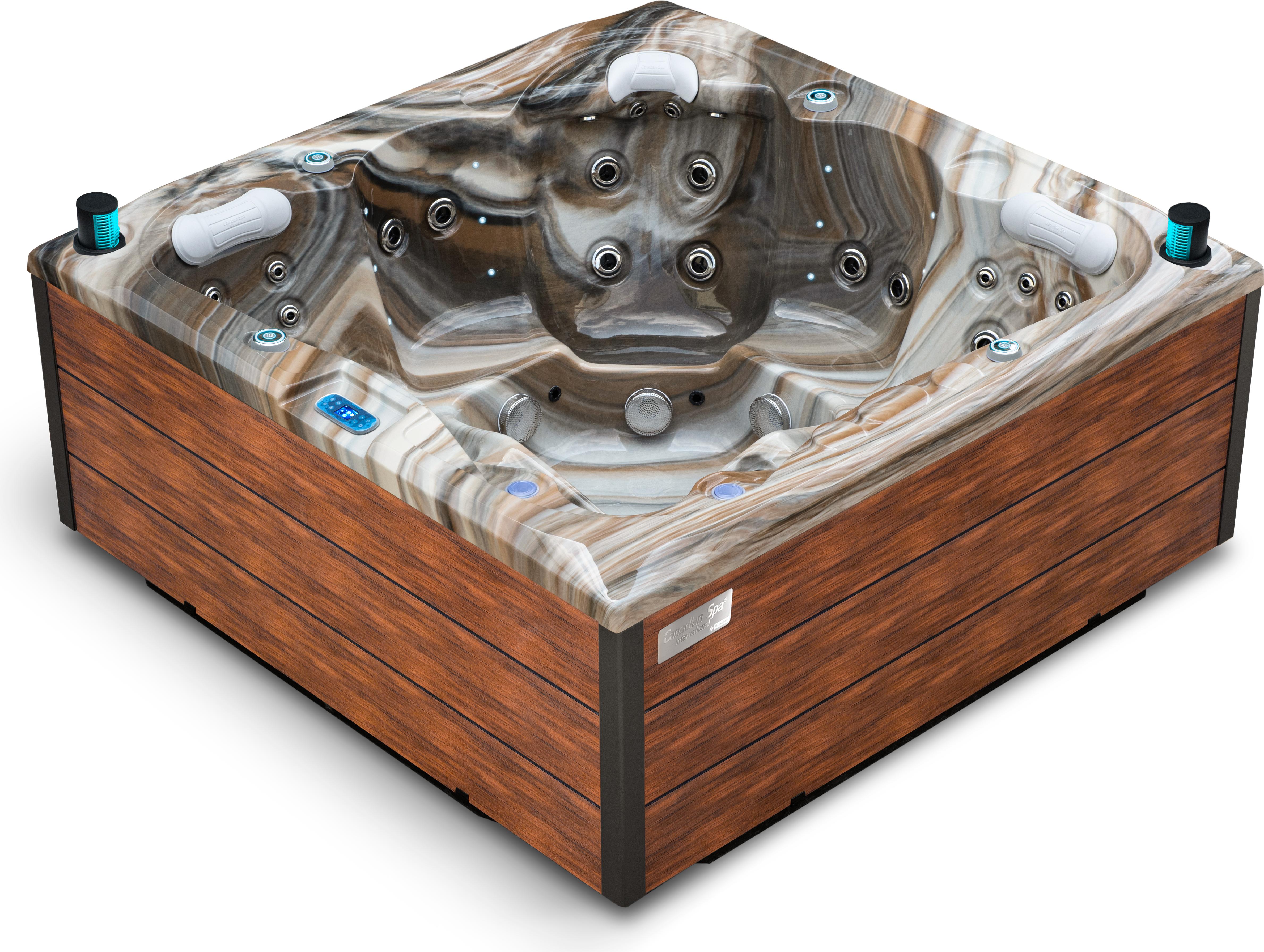 HAF Acryl Whirlpool Montreal "Tuscan Sun" | 216x216x92cm für 5 Personen | Ohne Winterabdeckung | Outdoor Whirlpool mit LED & Massagefunktion