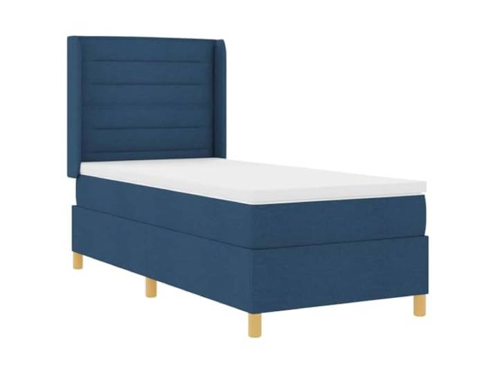 KTHLBRH Boxspringbett mit Matratze blau 80 x 200 cm Stoff Verstellbares Kopfteil, Holzrahmen, goldfarbene Beine, 140 kg Tragkraft
