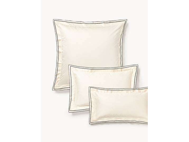 Taie d'oreiller en satin de coton avec passepoil Carlotta