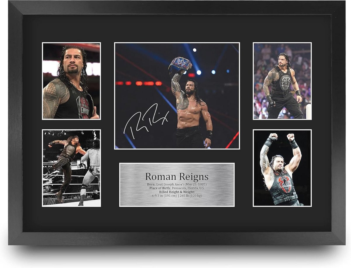 A3 ingelijste handtekening foto van Roman Reigns voor WWE en WWF fans
