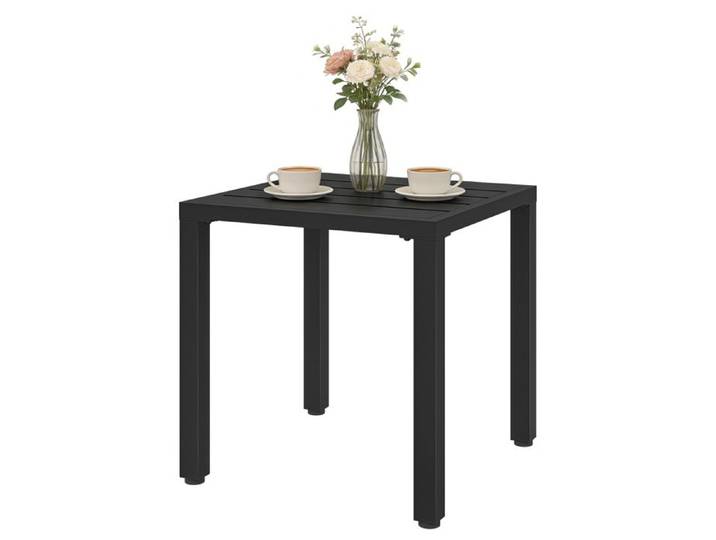 LIA Table de jardin carrée table de terrasse cadre en métal intérieur et extérieur pour balcon porche patio noir
