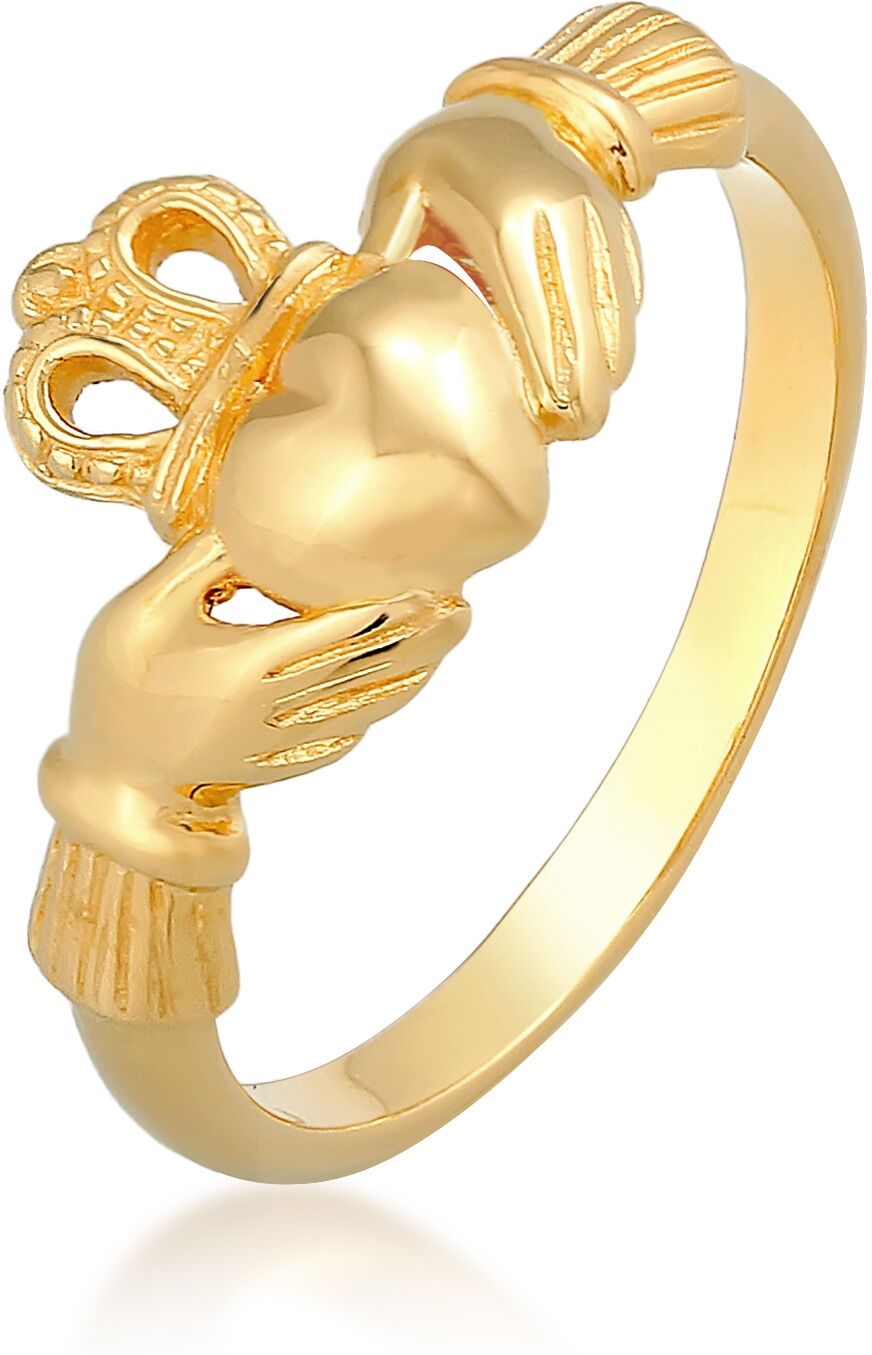 Silberring ELLI "Ring Claddagh Herz Krone Königlich 925 Silber" Gr. 52, gold, Fingerringe, Damen, 52, Silber 925 (Sterlingsilber), Silberring