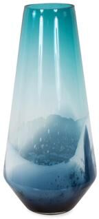 Allan Andrews Handmade Contemporary Blue Waves Glass Vase