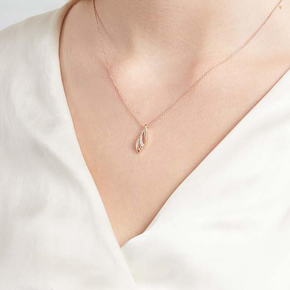 Unique 585er Roségold Anhänger Kette Diamanten silber-rosé